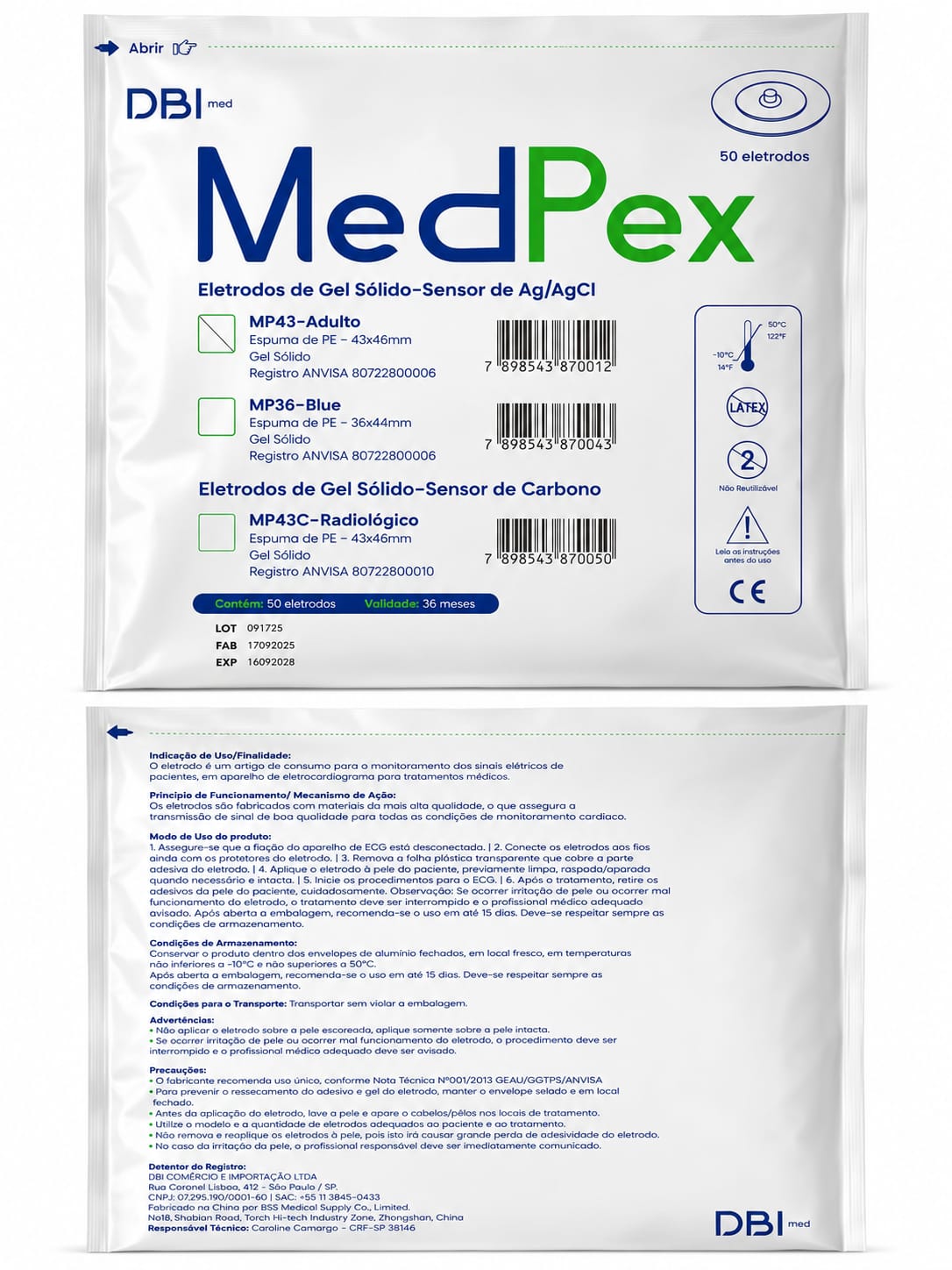 Eletrodo Descartável MedPex MP43-Adulto 43x46mm